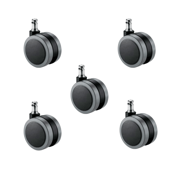 Roues en nylon souple de 65 mm. Pack 5 unités.